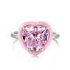 Lindo anillo brillante de plata de ley 925 auténtica con forma de corazón, gota de agua, rosa, blanco, circonita cúbica 5A, chapado en oro de 18 quilates, para mujeres, adolescentes, niñas, amigas, anillos de joyería, regalo, tamaño 6-9