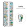 12 grilles cristal Nail art strass perle métal Rivet verre taille mixte 3D manucure bricolage alliage décorations pour ongles Art9885472