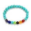 Brin Couleur Argent Antique 8mm Pierre Ronde Améthystes Naturelles Agates Oeil De Tigre Équilibre De Guérison 7 Bracelet Chakra Brins Perlés