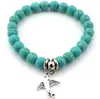 Bracelets de perles turquoise arbre hibou dauphin croix paume bracelets porte-bonheur pour homme femmes bijoux accessoires