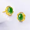 Stud 925 Sterling Silver Earring For Women Party Jewelry Crystal Green Zircon Gold Earrings Lady Wedding GiftsStud Moni22