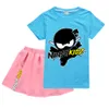 Girls T-Shirt Skirt Suit Sweatshirt Rose Short Petticoat Sets Baby Kids Sleepwear Cotton Teenage Tops Pink A-Line Dress Clothes