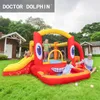 Dr. Dolphin New Children's Indoor und Outdoor aufblasbares Bounce House mit Slide Child's Blatablenaughty Fort Slides Sprung Bett