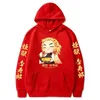 Hot demon slayer anime harajuku hoodies män kvinnor rengoku kyoujurou grafisk hoodie pullover kimetsu nej yaiba sudaderas hombrre