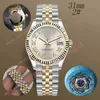 Diamond vrouw horloge 31mm grijze Romeinse cijfers gouden Jubileum band 2813 Automatische Stalen zwemmen Waterdichte Watches2637