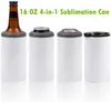 Neuer 16 OZ Sublimations-Dosenkühler, Rohlinge, 4-in-1-Dosen-Isolator-Adapter mit auslaufsicherem Deckel, Kunststoff-Strohhalm, Edelstahl-Kühler sxa22
