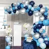 Blauer Metallballon-Girlanden-Bogen-Set, Hochzeit, Geburtstag, Party-Dekorationen, Kinder, Babyparty, Mädchen, Jungen, Latex-Ballon, Ballon-Hintergrund 220524