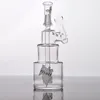 Transparent Hit Man 14mm Joint Clear Glass Bongs Water Pipes Classic Brilliance Cake Double Recycler Smoking Pipe Dab Rigs