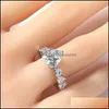 Solitaire Ring Rings Jewelry Love Zircon Fashion Big Diamond Women Pink Trendy Gift Plated Gold Hip Hop Accessories Dhrzo