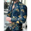 Men's Casual Shirts Spring Autumn Men Fashion Turn-down Collar Buttoned Tops Men's Pattern Print Long Sleeve Shirt StreetwearMen's