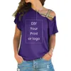 قميص طباعة مخصصة للنساء DIY لك كـ P O أو TOP T Shirt Femme Skew Skew Cross Size S 5XL 220614