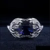 Anéis de casamento jóias moda anjo anjo asas azul cristal safira gemia de diamantes para homens homens white ouro