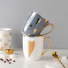 الذهب الذهب Nordic Coffee Mug كبيرة على شكل قلب على شكل قلب القدح الإفطار القهوة القدح مع زوجين copos بسيطة زوجين الكؤوس xx60cm t200506