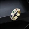 Estilo Bohemian Gemstone Ring Ring Ajustável Anéis de cobre Ajusta Jóias para mulheres Presente