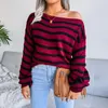 Camisolas femininas Sweater de malha de outono feminino Mulheres do ombro Slash pesco