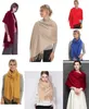 Mode femmes écharpe châles fins couleur unie hiver Hijabs glands Long cachemire comme foulards Pashmina