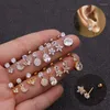 Stud 1Piece Stainless Steel 6mm Piercing Earrings For Women 2022 Jewelry Moon Flowers Crown Star Zircon Moni22