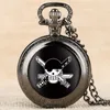 Pocket horloges Skull Pirate Necklace Watch Quartz Clock Sweater -keten Hanger Antiek uurwerk Arabische cijfers Display Retro GiftSpocket