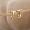Stud enkla bågörhängen för kvinnor rostfritt stål guld silver färg hoop piercing örhänge minimalistiska smycken present bijoux femme moni22
