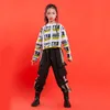 Stage Wear Kid Hip Hop Clothing Print Crop Sweatshirt Lange Mouw Shirt Tactical Cargo Pants For Girl Jazz Dance Kostuum Kleding Streetwears Streetwears