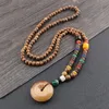 Colliers pendants vintage de style ethnique Lotus Ox Horne en bois perlé Pendants Pendants Népal Collier Némelier Femmes Bijoux Entendant