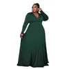 Grande taille vêtements femmes élégante soirée Maxi robe col en V à manches longues robe formelle Vintage robes livraison directe en gros T220804