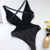 Costume da bagno bikini intero firmato Donna Costume da bagno sexy con scollo a V stampato Costume da bagno congiunto femminile Nuovo costume da bagno senza schienale Biquini brasiliano