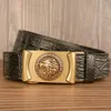 Brand New Men's Chinese Ethnic Luxury Belt Personality Domineering Lion Head Crocodile Pattern Automatic Buckle High Quality Leather Design 4 Styles Width 3.5cm