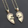 Best Friends Heart Pendent Necklaces For 2 Inlay Crystal 18K Gold Silver Plated Coupld Friendship Necklace Nice Jewelry Gift Wholesale Factory Price
