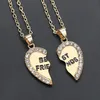 Best Friends Heart Pendent Necklaces For 2 Inlay Crystal 18K Gold Silver Plated Coupld Friendship Necklace Nice Jewelry Gift Wholesale Factory Price