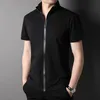 Men's T-Shirts Top Grade Summer Brand Designer Tops Trendy Cool Men Tshirt With Zipper Solid Color Short Sleeve Casual Fashion Clothes