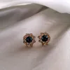 Stud Corea che vende gioielli di moda orecchini di cristallo blu semplici orecchini eleganti del partito di promenade del fiore delle donne Stud