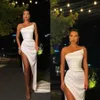 2022 sexy Abschlussballkleider mit hohen Satin -Abendkleidern für Party formelle Kleidergewande de Soirée de Mariage B051622