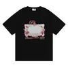 Designer tryckning t-shirts sommar bomullsbrev ros spegel toppar löst korta ärm tees parkläder