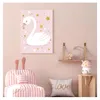 Canvas Print Swan Wall Painting Nursery Art Poster Nordic Wall Pictures Baby Girl Room Decor Ballet Girl Poster Anpassad namn 220623