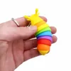 DHL Party Finger Slug Slug Slak Caterpillar Key Chain Loseer Stress Anti-Anxiety Keyrings Squeeze Sensory Toys T0525A28