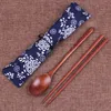 Wooden Spoon Chopsticks Set Hotel Non-slip Public Chopstick Soup Rice Spoon Cake Spoons Portable Travel Tableware Storage Bag BH6625 WLY