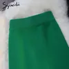 Syiwidii, Falda larga de punto Sexy con abertura lateral verde para mujer, faldas Midi de tubo informales a la moda con banda elástica para otoño e invierno, 220401