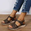 Femmes d'été sandales à plate-forme compensée Premium orthopédique femme Vintage sandales à bout ouvert antidérapant en cuir chaussures à plate-forme décontractée J220716