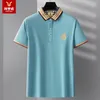 Mens Summer t shirtSpot Embroidery Solid Color Shortsleeved Casual Fashion Business Mens Polo Shirt 220608