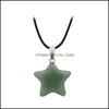 Colares pendentes pingentes de jóias colar de estrela de joalheria designer natural pedra natural turquesa verde aventurina quartzo sier couro link cadeia wome