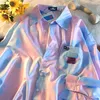 Damenblusen Hemden Rosa Tie Dye Farbverlauf Langarm Casual Männer Shirt Damen Tops Button Up Streetwear Korean Fashion 2022 SummerWomen
