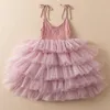 Little Girls Summer Dress For Kids Princess Birthday Party Gown Lace Sling Tutu Wedding Children Dresses Vintage Floral kläder 224468822