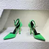 Designer-Top quality stiletto heeled ladies sandals fashion Metal foot ring decoration womens Dress shoes 10CM Baking paint Heels genuine le