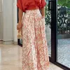 Womens Two Piece Sets Sexy Mid Sleeve Shirt Elgant Floral Print Wide Leg Pant High Streetwear Outfits Spring Summer Suits 220704