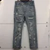 Мужские и женские джинсы Высококачественные джинсовые брюки в стиле хип-хоп с вышитыми буквами и отверстиями Уличная одежда Джинсы T220803