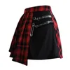 YBYR Harajuku Pleated Skirt Women's Gothic Irregular A-line High Waist Plaid s Punk Sexy Clubwear Loose Mini XS-4XL 220401