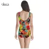 Coloré peinture éclaboussures 3D imprimer une pièce maillots de bain femmes natation maillot de bain sans manches Sexy maillot de bain 220617
