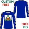 Haiti Free Custom long sleeves tshirt French Republic tshirts Flag Emblem Tee Shirts DIY HT Country Name Number T shirt 220620gx