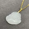 Jade Jewelry تبتسم Buddha قلادة مع قلادة سلسلة مطلية الذهب 18K